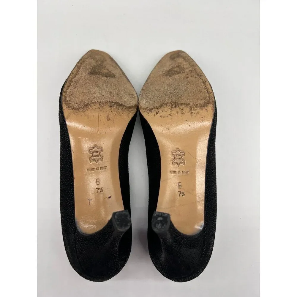 Versani Women Black Textured Suede Pump Size 7.5
